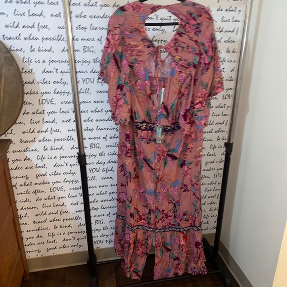Anthropologie Floral Maxi Dress - Pink and Blue - Picture 13 of 14